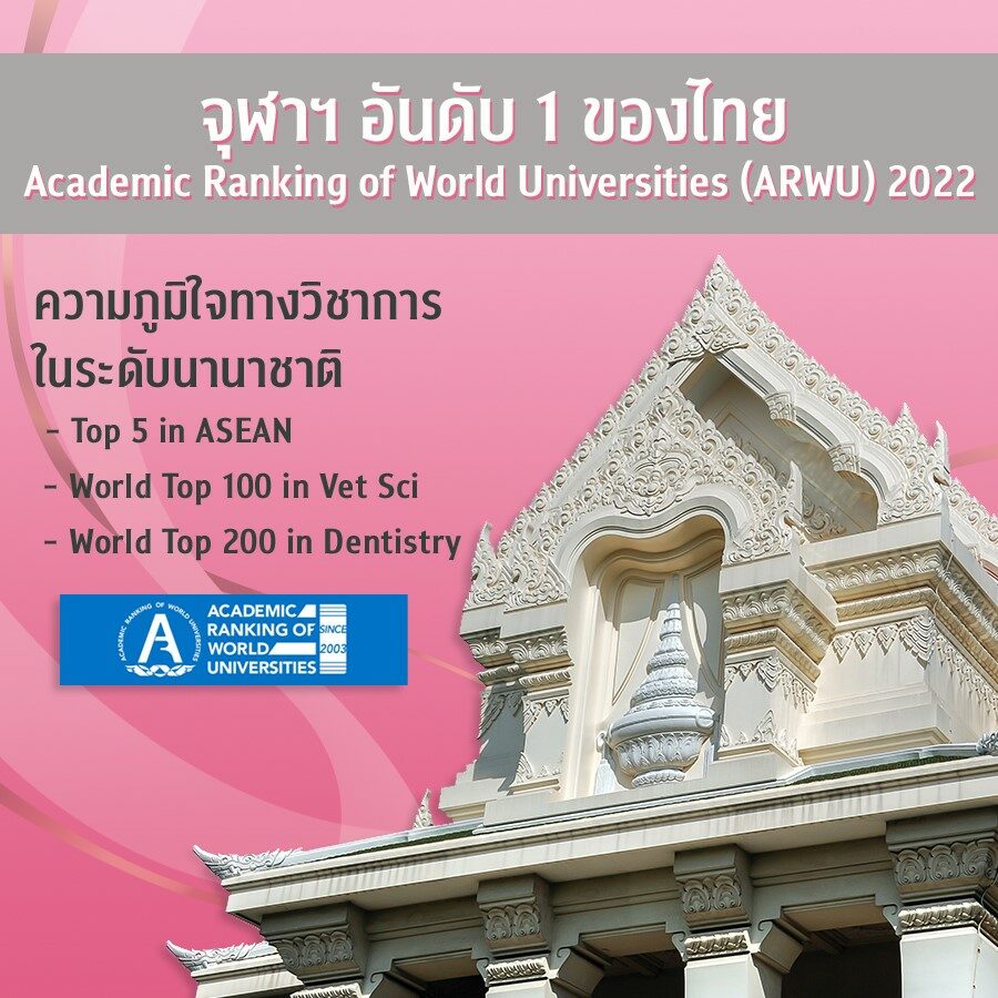 จุฬาฯ ปลื้มอันดับ 1 ม.ไทย จากการจัดอันดับมหา’ลัยโลก โดย ARWU 2022-2