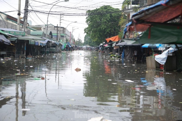 Nước lũ đổ về, chợ đầu mối lớn nhất Nghệ An ngập nặng-1