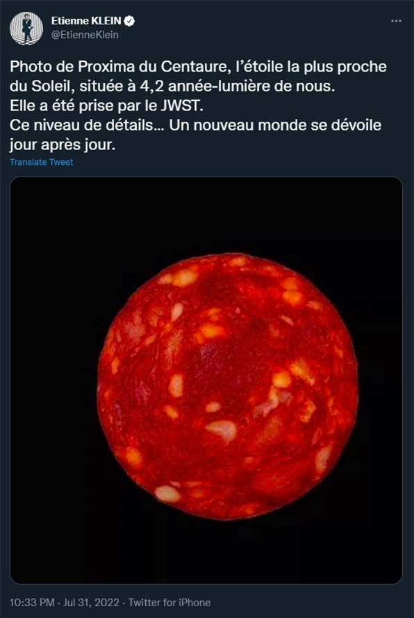 Đăng ảnh xúc xích nhưng nói là ảnh sao do kính viễn vọng James Webb chụp được, nhà khoa học Pháp đánh lừa cả cộng đồng mạng-1