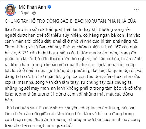 Bất chấp dư luận, MC Phan Anh vẫn kêu gọi ủng hộ miền Trung bằng... tài khoản riêng-2