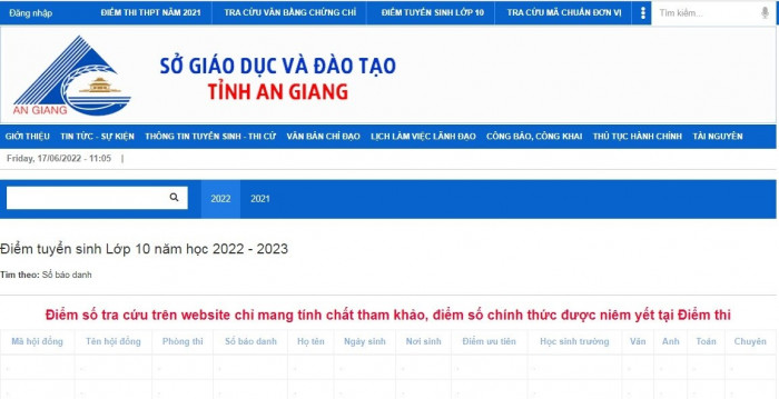 Tra cứu điểm thi vào lớp 10 tỉnh An Giang năm 2022-1