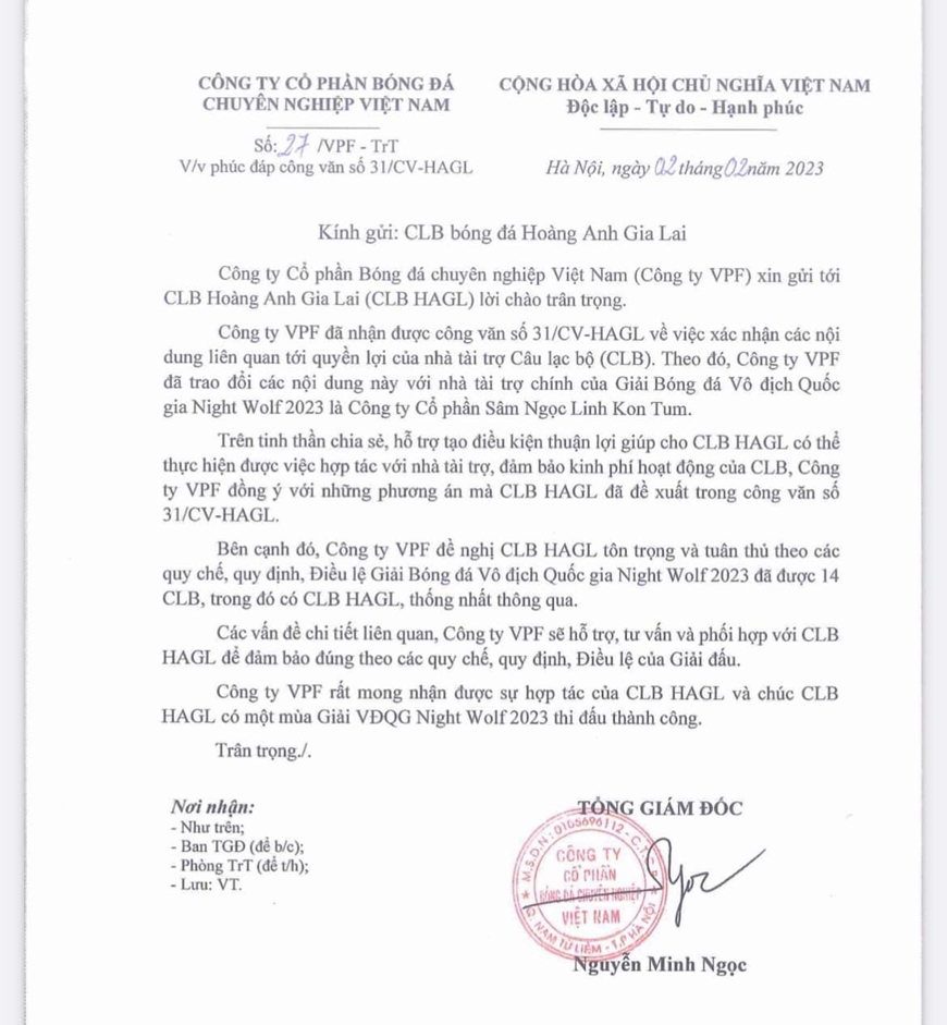 CLB Hoàng Anh Gia Lai chính thức dự V-League 2023-1