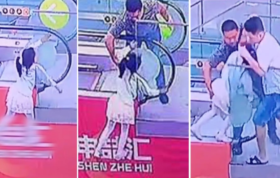 Người đàn ông Trung Quốc cứu bé gái khỏi thang cuốn, bị buộc tội "bàn tay không đứng đắn"-1