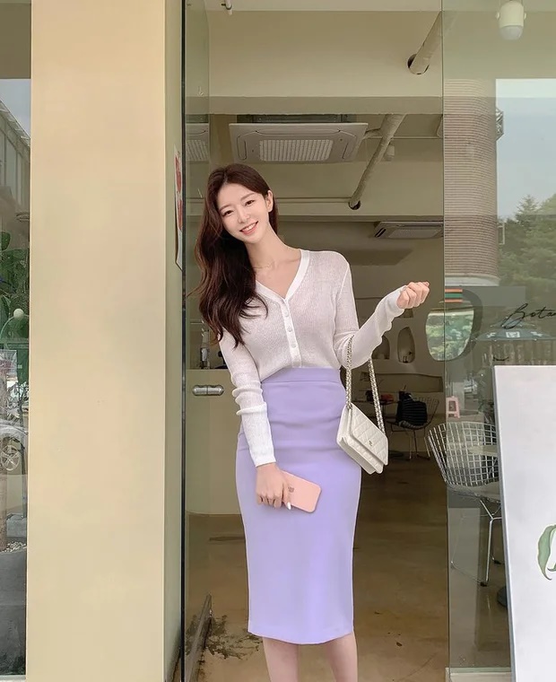 Học gái xinh xứ Hàn toàn diện váy bút chì đi làm vừa sang vừa khoe dáng-10