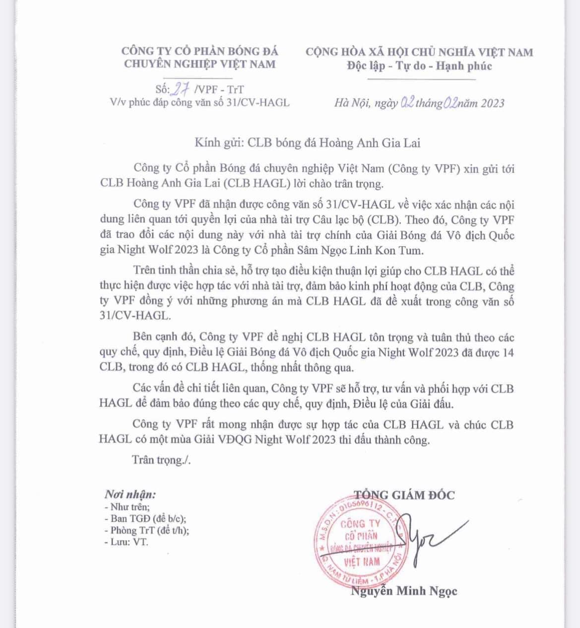 VPF chấp nhận đề xuất, Hoàng Anh Gia Lai vẫn dự V.League 2023-1