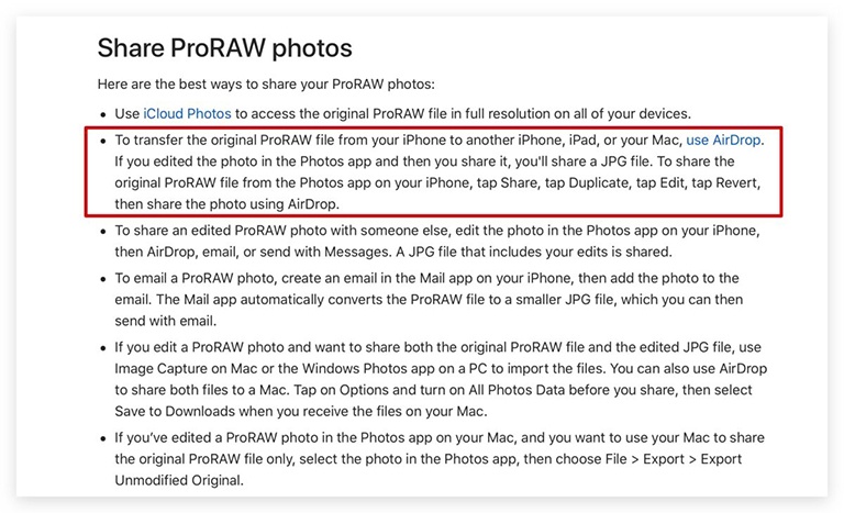 Apple khuyên dùng AirDrop chuyển ảnh ProRAW trên iPhone 14 Pro-2